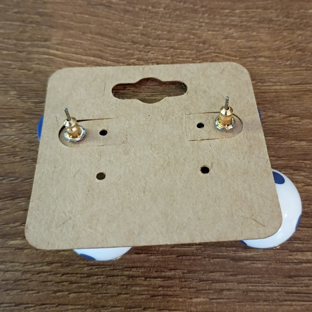 Fashion Jewelry Blue and White Polka Dot Drop Earrings